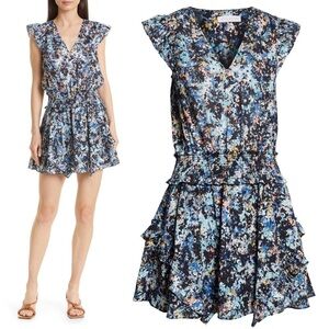 Ramy Brook Floral Bloom Printed Jessie Ruffle Cotton Blend Dress XS